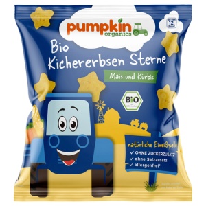 Snack bio stelute din naut, porumb si dovleac Bio 12l+, 20g, Pumpkin Organics