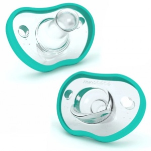 Suzete flexibile din silicon, 0-3l, Turcoaz, 2 bucati, Nanobebe