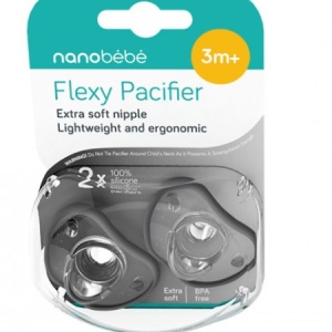 Suzete flexibile din silicon, 3l+, Gri, 2 bucati, Nanobebe - Img 2