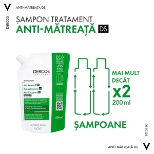 VICHY Dercos Sampon antimatreata PU, rezerva Eco, 500ml - Img 4