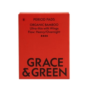 Absorbante de noapte din bambus, 8 bucati, Grace & Green