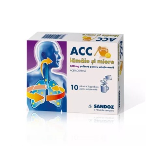 ACC lamaie si miere 600mg, 10 plicuri, Sandoz