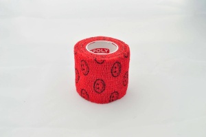 Bandaj autoadeziv 5cm x 4,5m, rosu smiles, Copoly