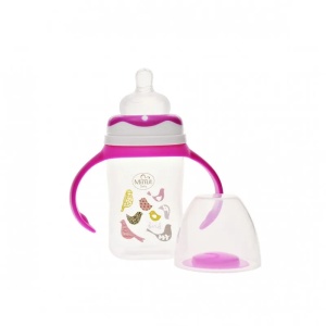 Biberon cu gat larg si manere, tetina silicon, 0+, 150 ml, Minut Baby - Img 5