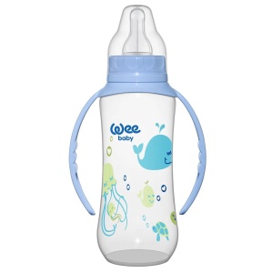 Biberon cu manere si tetina din silicon rotunda 0-6l, 270ml, 745, Wee Baby - Img 2