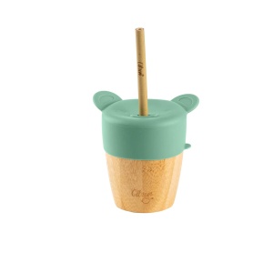 Cana din bambus cu pai si capac - Green, 180ml, Citron - Img 6