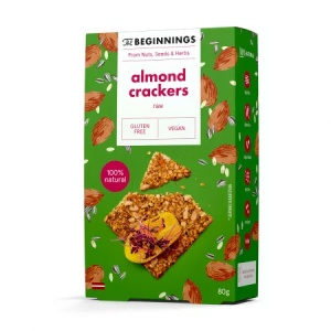 Crackers cu migdale si seminte, 80g, The Beginnings