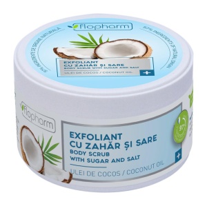 Exfoliant de corp - zahar, sare si ulei de cocos, 250g, Flopharm