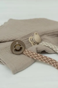 Lantisor suzeta Pacifier Clip Baby blue-Ivory 9401112, Bibs - Img 2