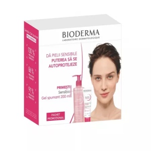 Pachet Crema Defensive Legere, 40ml + Gel spumant Sensibio, 200ml, Bioderma