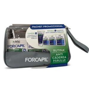 Pachet Forcapil anti-căderea părului 3x30 comprimate + Șampon împotriva căderii părului Forcapil 200 ml, Arkopharma