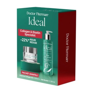 Pachet Ideal Supreme Collagen Crema de zi 45+, 50ml + Ideal Collagen & Elastin Gel micelar, 250ml, Fiterman