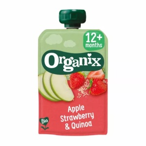 Piure bio din mere, capsuni si quinoa +12 luni, 100g, Organix