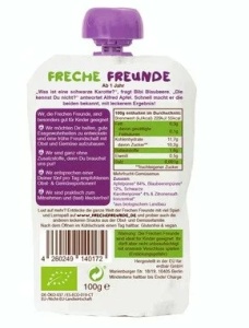 Piure cu mere, afine si morcov negru bio, 100g, Erdbar - Img 2