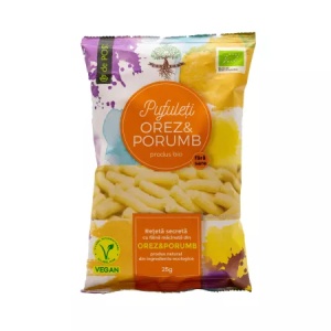 Pufuleti eco din orez si porumb fara sare, 25g, Govinda