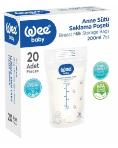 Pungi pentru stocarea laptelui matern 200ml, 20 bucati, 558, Wee Baby