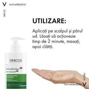 Sampon anti-matreata pentru par normal-gras Dercos, 390ml, Vichy - Img 6