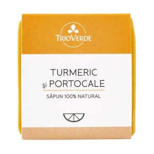 Sapun natural cu turmeric si portocale, 110g, Trio Verde