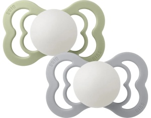 Set suzete fosforescente cu tetine din silicon 6 luni+ Couture Sage - Cloud Glow, 1710318, 2 bucati, Bibs - Img 2