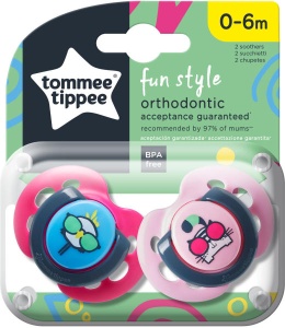 Suzeta ortodontica de zi Fun Style Pui/Pisica 0-6L, 2 bucati, TT 0175-2, Tommee Tippee