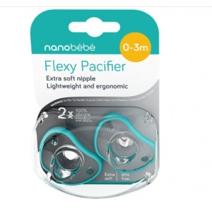 Suzete flexibile din silicon, 0-3l, Turcoaz, 2 bucati, Nanobebe - Img 2