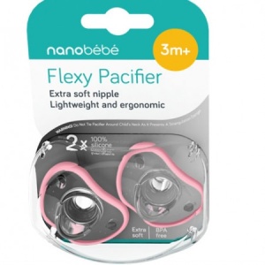 Suzete flexibile din silicon, 3l+, Roz, 2 bucati, Nanobebe - Img 2