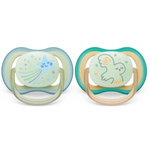 Suzete fosforescente Ultra Air Philips Avent, 0-6 luni, 2 bucati, Verde si Bleu, SCF376/18, Philips - Img 2