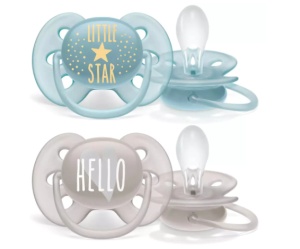 Suzete Ultra Soft Design Text baieti, 6-18luni, SCF223/02, 2 bucati, Philips Avent