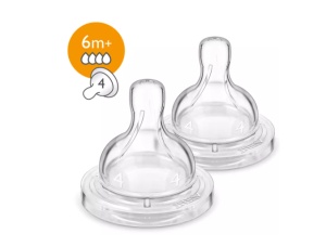 Tetina anticolici din silicon cu 4 orificii 6luni+ SCF634/27, 2 bucati, Philips Avent