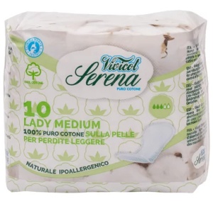 Absorbande din bumbac bio, fara aripioare, medium, 3 picaturi, 10 bucati, Vivicot Serena Lady