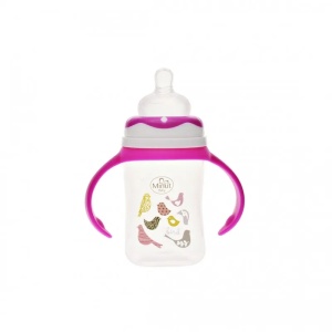 Biberon cu gat larg si manere, tetina silicon, 0+, 150 ml, Minut Baby - Img 6