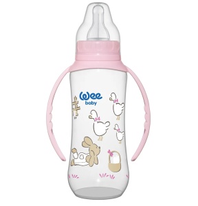 Biberon cu manere si tetina din silicon rotunda 0-6l, 270ml, 745, Wee Baby - Img 3