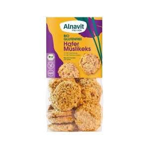 Biscuiti bio fara gluten cu ovaz tip musli, 125g, Alnavit