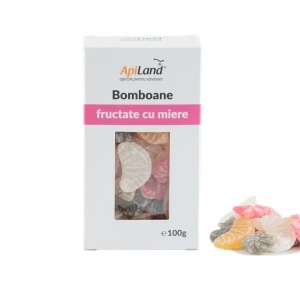 Bomboane Fructate cu Miere, dropsuri, 100g, Apiland - Img 1