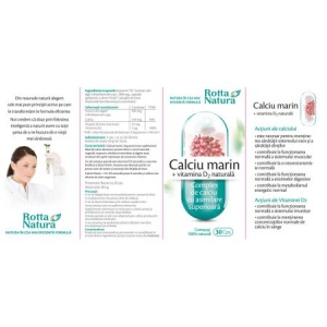 Calciu Marin + Vitamina D2 naturală, 30 capsule, Rotta Natura - Img 2
