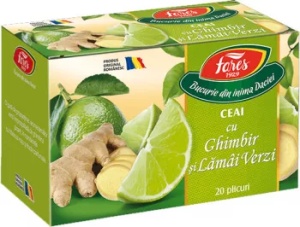 Ceai de ghimbir si lamai verzi, 20 plicuri, Fares - Img 2