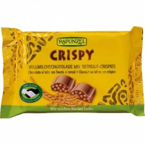 Ciocolata crocanta eco cu lapte integral, 100g, Rapunzel