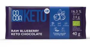 Ciocolata neagra cu afine bio Keto, 40g, Cocoa