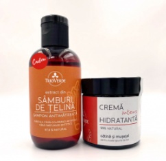 Crema hidratanta 99% naturala 50 g + Sampon antimatreata cu telina 100 ml, Trio Verde