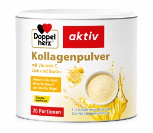 Doppelherz Aktiv Kollagen Pudră cu Vitamina C, Zinc și Biotină, Aromă de Lămâie, 150 g, Queisser Pharma