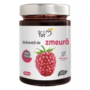 Dulceata de zmeura Bun de Tot fara zahar, 360g, Dacia Plant