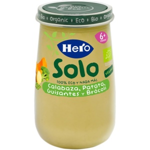 Meniu cu dovleac, cartofi, mazare si broccoli Eco Solo, 6l+, 190g, Hero Baby
