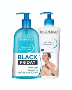 Pachet Crema Atoderm Ultra cu parfum, 500ml + Gel de dus Atoderm, 500ml, Bioderma