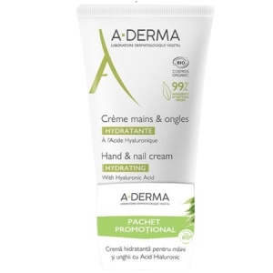 Pachet Crema hidratanta pentru maini si unghii, 50ml, 2 bucati, A-Derma