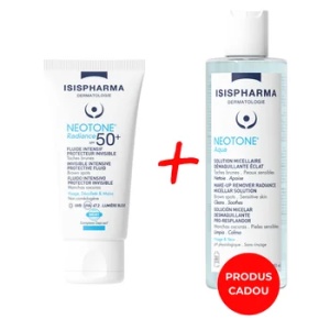 Pachet Neotone Radiance, cremă SPF 50+, 30ml, Isis Pharma cu Apa Micelara CADOU