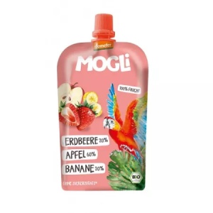 Piure eco mere, banane, capsuni, 120g, Mogli