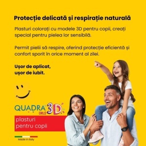 Plasturi pentru copii Quadra 3D Girls Master-Aid, 20 bucati, Pietrasanta Pharma - Img 3