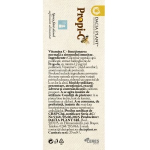 Propi-C Extract de propolis cu Vitamina C spray fara alcool, 20ml, Dacia Plant - Img 2
