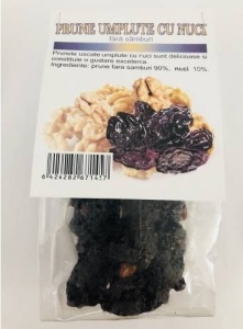 Prune uscate umplute cu miez de nuca, 150g, Managis Bio