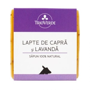 Sapun natural cu lapte de capra si ulei lavanda, 110g, Trio Verde